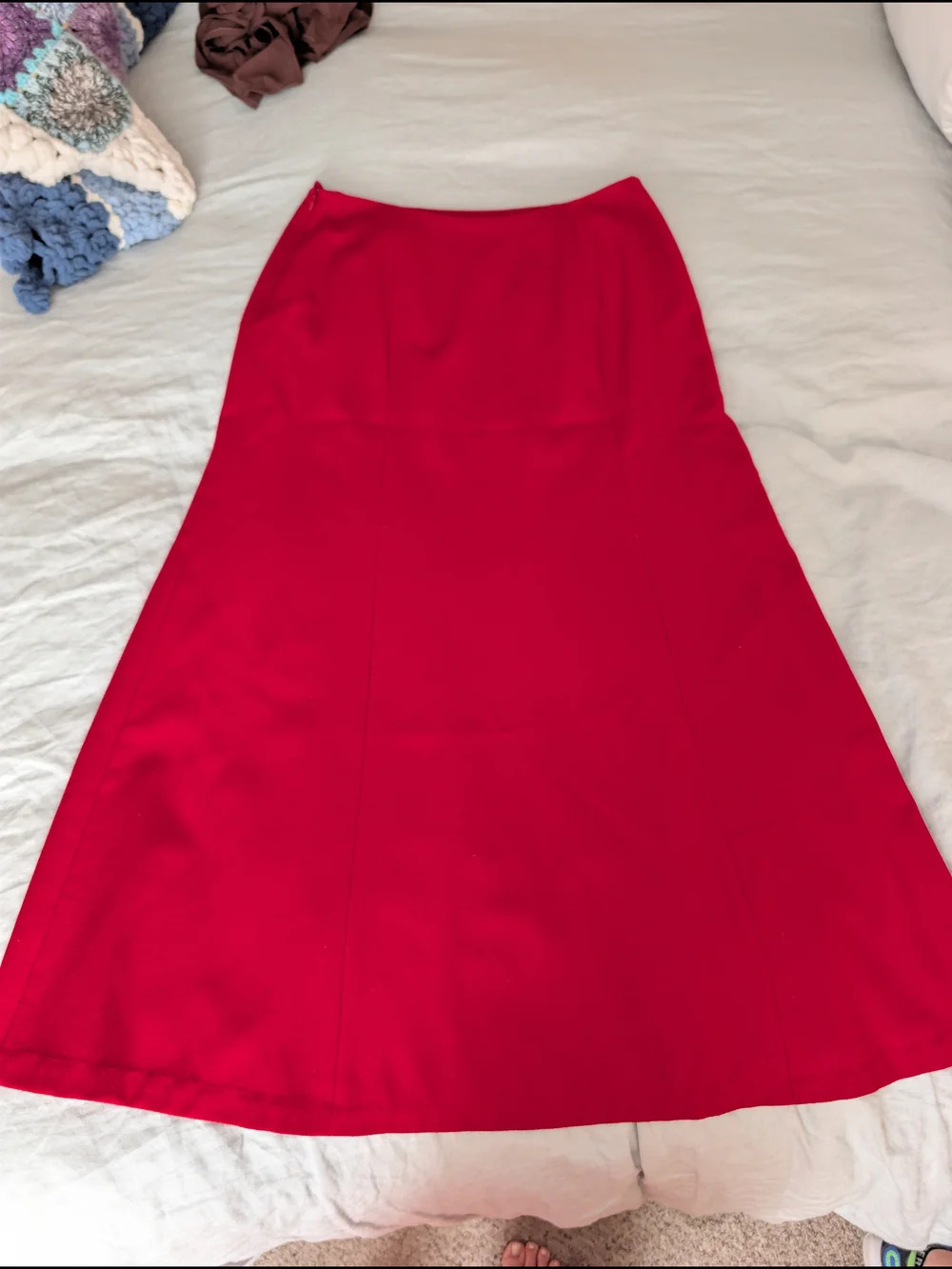 Vtg Talbots Red Wool Maxi Skirt Made in Italy Quiet Luxury Deep Winter 8 - Picture 4 of 6